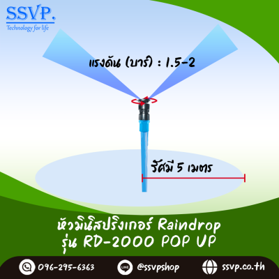 หัวจ่ายน้ำ RainDrop POP UP-300 เกลียวใน 1/2 นิ้ว อัตราการจ่ายน้ำ 300 ลิตร/ชม. บรรจุ 10 ตัว