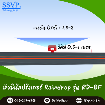 หัวฉัดปีกผีเสื้อ Raindrop รุ่น RD-BF กระจายน้ำ 360 องศา อัตราการให้น้ำ 120 ลิตร/ชม. บรรจุ 100 ตัว