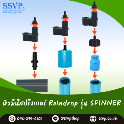 หัวจ่ายน้ำ RainDrop รุ่น SPINNER พร้อมข้อต่อ RD-18 แพ็ก 10 ชิ้น