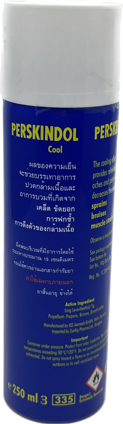 PERSKINDOL Cool SPRAY สเปรย์บรรเทาอาการปวด ขวดสีน้ำเงิน สูตร เย็น PERSKINDOL Cool SPRAY สเปรย์บรรเทาอาการปวด ขวดสีน้ำเงิน สูตร เย็น