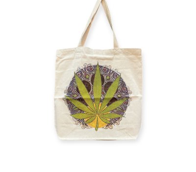 Ganja Leaf Marijuana Motif Cotton Bag Summer Beach No Time Thailand