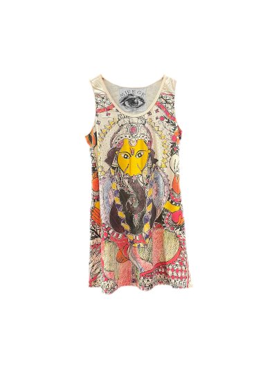 Ganesha Hindu God Elephant Tunic Dress Yoga Mirror Thailand M