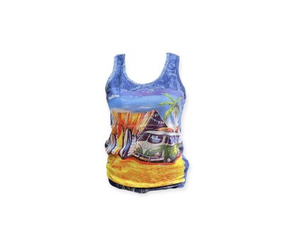 Women Tank Top VW Van Hippie Beach Summer Cotton No Time S