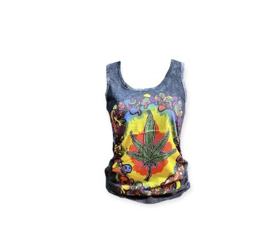 Women Tank top Ganja Leaf Motif No Time Thailand Cotton S