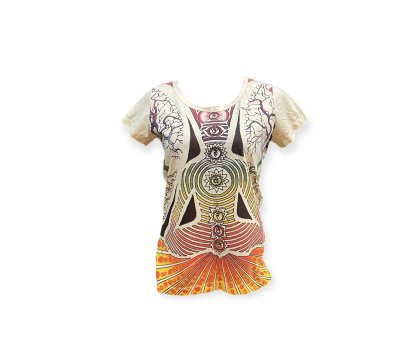 Yoga Meditation Women T Shirt Chakras Cotton Mirror Thailand M