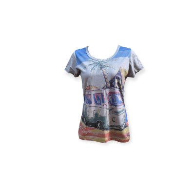 Vw Van Beach Summer Hippie Women T shirt Cotton Mirror M