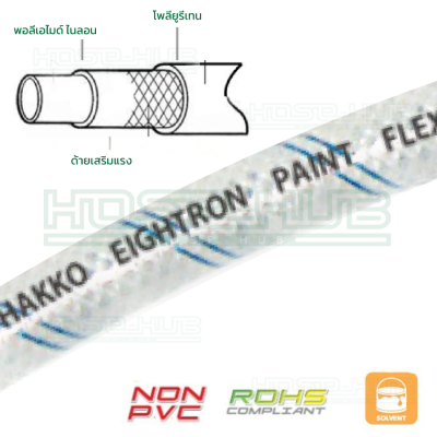 E-PFN Paint Flex-Nylon Hose ท่อลำเลียงสี, ท่อพ่นสี, ท่อลำเลียงสารละลายท่อยาง สายยางลำเลียงสีและตัวทำละลาย