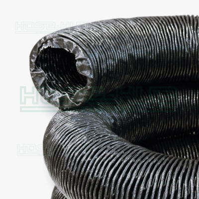 ท่อผ้าใบสีดำ ไม่ลามไฟ ยืดหยุ่น น้ำหนักเบา Fabric Flexible Air Duct Hose