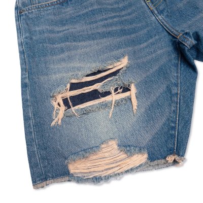 Pre-Indigoskin Washed Denim Shorts “Nippon Siam” Destroyer