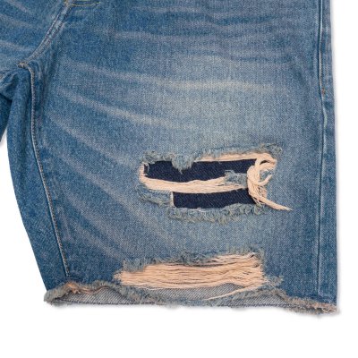 Pre-Indigoskin Washed Denim Shorts “Nippon Siam” Destroyer