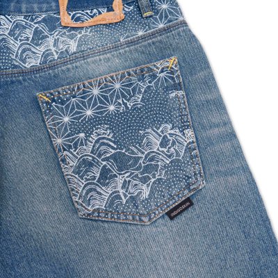Pre-Indigoskin Washed Denim Shorts “Nippon Siam” Destroyer
