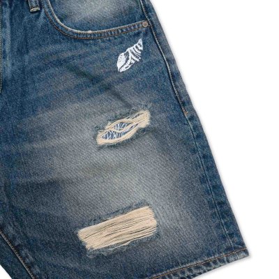 Indigoskin Washed Denim Shorts “Sea Of Life”