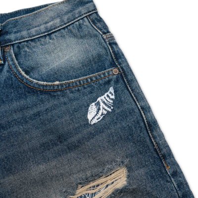 Indigoskin Washed Denim Shorts “Sea Of Life”