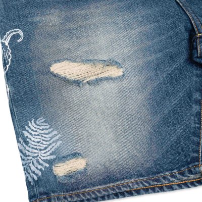 Indigoskin Washed Denim Shorts “Sea Of Life”
