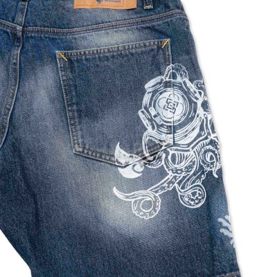 Indigoskin Washed Denim Shorts “Sea Of Life”