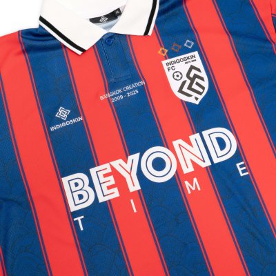 Indigoskin Classic Football Long Sleeve Jersey “Beyond Time” (Red / Blue Stripe - White)