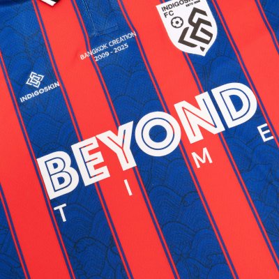 Indigoskin Classic Football Long Sleeve Jersey “Beyond Time” (Red / Blue Stripe - White)