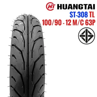 HUANGTAI ยางนอก ST-308 TL ไม่ต้องใช้ยางใน ขนาด 100/90-12 M/C 63 P (ราคา 1 เส้น)