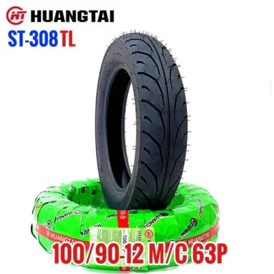 HUANGTAI ยางนอก ST-308 TL ไม่ต้องใช้ยางใน ขนาด 100/90-12 M/C 63 P (ราคา 1 เส้น)