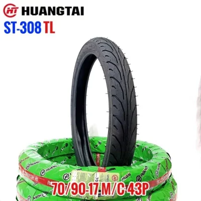 HUANGTAI ยางนอก ST-308 TL ไม่ต้องใช้ยางใน ขนาด 70/90-17 M/C (ราคา 1 เส้น) - สต๊อกพร้อมส่ง