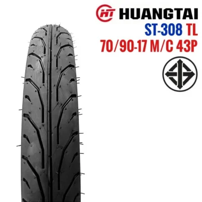 HUANGTAI ยางนอก ST-308 TL ไม่ต้องใช้ยางใน ขนาด 70/90-17 M/C (ราคา 1 เส้น) - สต๊อกพร้อมส่ง