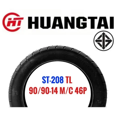 HUANGTAI ยางนอก ST-208 TL ไม่ต้องใช้ยางใน ขนาด 90/90-14 M/C 46P (ราคา 1 เส้น) - สินค้าสต็อกพร้อมส่ง