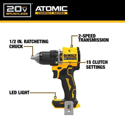 DEWALT  DCD799L1 - Atomic Compact Series 20V Brushless 1/2 " Hammer Drill Kit