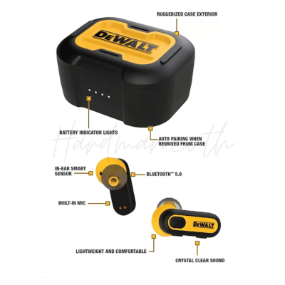 หูฟังไร้สายแบบพกพาพร้อมเคสชาร์จ DEWALT รุ่น DXMA1902092E