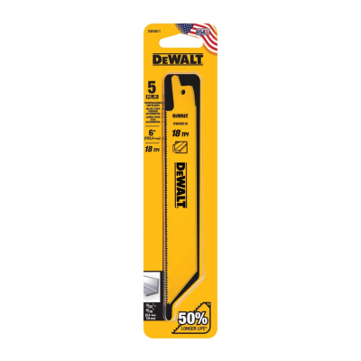 ใบเลื่อยไฟฟ้า 6 นิ้ว 18TPI DEWALT รุ่น DW4811 ( 5 ใบแพ็ค) ใบเลื่อยไฟฟ้า 6 นิ้ว 18TPI DEWALT รุ่น DW4811 ( 5 ใบแพ็ค)
