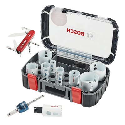 ชุดดอกโฮลซอ BiM 14 ชิ้น BOSCH พร้อมมีดพกอเนกประสงค์สวิส