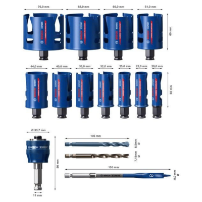 ชุดดอกโฮลซอ 15 ชิ้น BOSCH รุ่น  EXPERT Construction Material #061599763Y