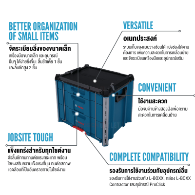 กล่องเครื่องมือลิ้นชัก 3 ชั้น BOSCH รุ่น L-BOXX Contractor Drawer 3