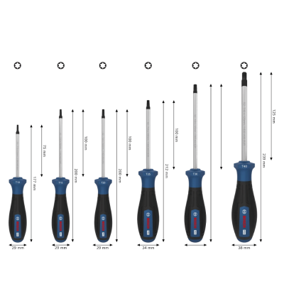 BOSCH PRO Screwdriver Torx Set, 6 pcs-1600A039PC