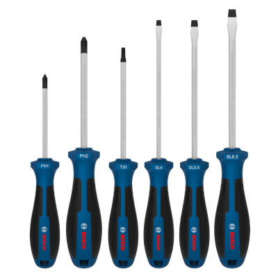 ชุดไขควงปากแฉก ปากแบนและทอกซ์ 6 ตัวชุด BOSCH รุ่น 1600A039PJ (PH/SL/TX)