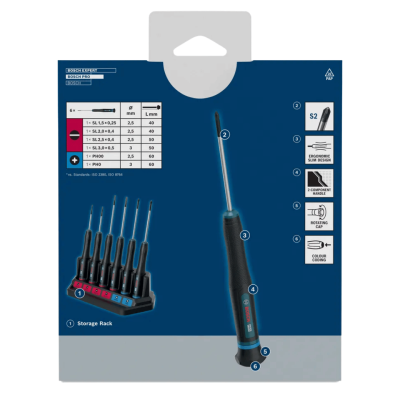 BOSCH 1600A039PL PRO PH/SL Precision Screwdriver Set, 6 pcs
