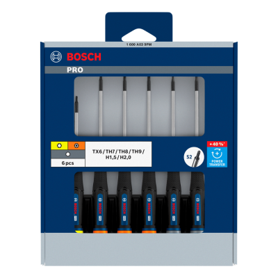 ชุดไขควงงานละเอียดหัวท๊อกซ์และหกเหลี่ยม 6 ชิ้นชุด BOSCH รุ่น 1600A039PM