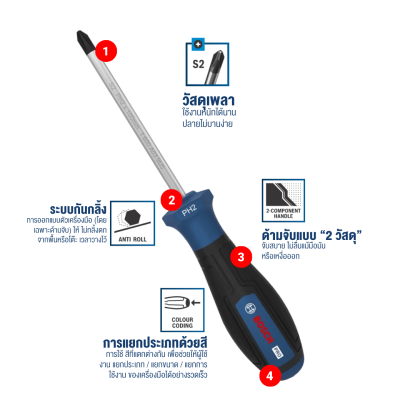 BOSCH PRO Screwdriver Phillips PH2 x 100mm 1600A039RW