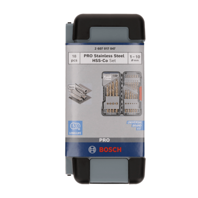 BOSCH PRO Stainless Steel HSS-Co Twist Drill Bit Set, 18 pcs