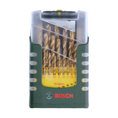 BOSCH 25-piece HSS-TiN metal drill bit set