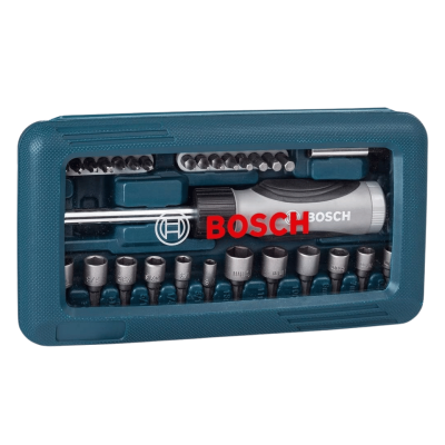 BOSCH Screwdriver Bit Set No.2607017399 (Pack 46 Pcs.), Blue
