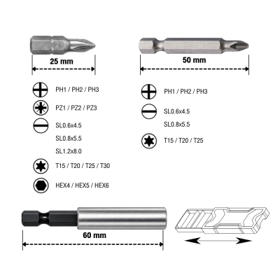 BOSCH X-LINE Screwdriver Bit Set, Model 2607017400