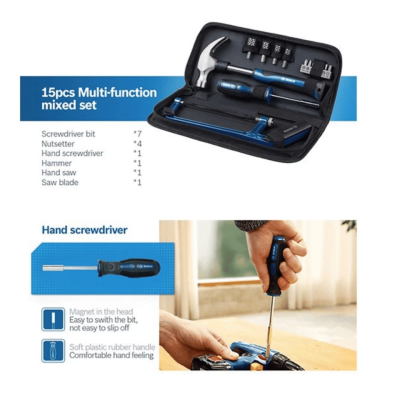 BOSCH 15-Piece Multi-Purpose Hand Tool Set, Model 2607017522