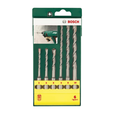 BOSCH SDS-Plus Rotary Hammer Drill Bit Set, Model 2607019447 (6 Bits/Pack)
