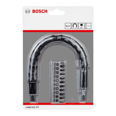 ชุดดอกไขควง 11 ชิ้น ข้อต่อพลาสติกแบบงอได้ 360 องศา ยาว 300mm BOSCH รุ่น 2608522377