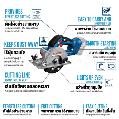 เลื่อยวงเดือนไร้สาย  5 นิ้ว 18V BOSCH รุ่น GKS 18V-44 (เครื่องเปล่า)