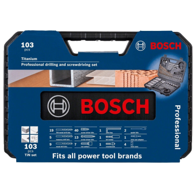 ชุดดอกสว่านพร้อมดอกไขควง  103ชิ้น BOSCH รุ่น TiN set