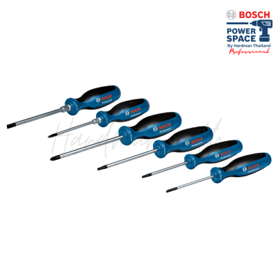 ชุดไขควง 6 ชิ้น BOSCH ประกอบไปด้วย PH / PZ / SL / TX (ไขควงปากแฉก ไขควงปากแบน ไขควงหัวท๊อก)
