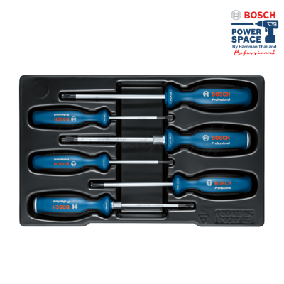 ชุดไขควง 6 ชิ้น BOSCH ประกอบไปด้วย PH / PZ / SL / TX (ไขควงปากแฉก ไขควงปากแบน ไขควงหัวท๊อก)