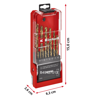Einhell 13‑pc Metal Drill Bit Set HSS‑TIN