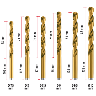 Einhell 19‑pc Metal Drill Bit Set HSS‑TIN